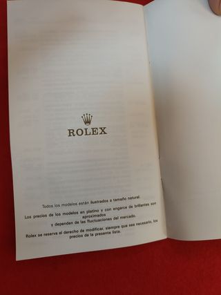 ROLEX OYSTER LISTA DE PRECIOS ESPAÑA 1991