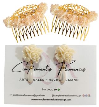 Pendientes, peinecilllos y horquillas marfil