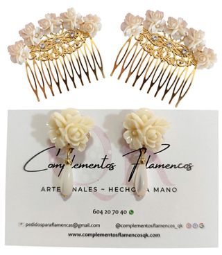 Pendientes, peinecilllos y horquillas marfil