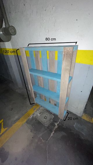 mueble aparador estilo industrial gris y azul