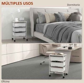 Carrito Auxiliar con Ruedas con 3 Cestas