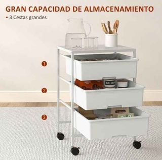 Carrito Auxiliar con Ruedas con 3 Cestas