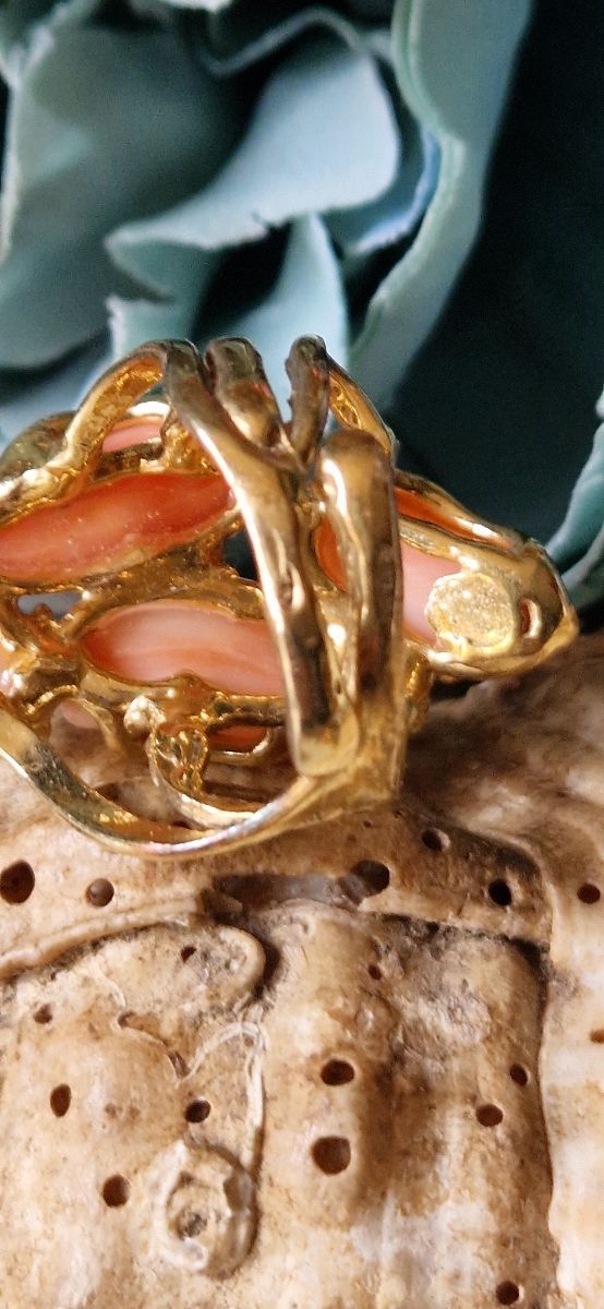 Anillo coral plata de ley  