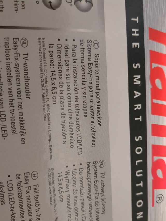 Soporte pared Hama pantallas TV