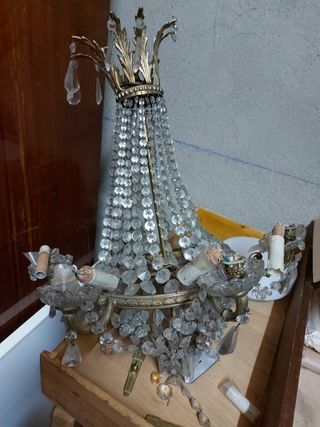 Lámpara de cristal y acero