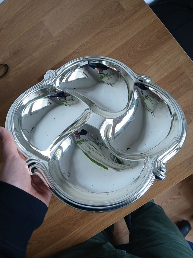 Bandeja vintage aperitivo bañada plata