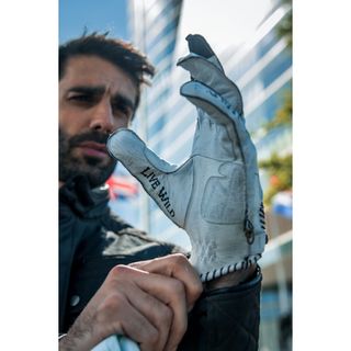 Guantes de moto vintage Tattoo de piel en blanco