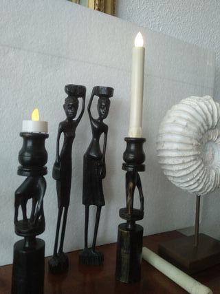 portavelas candelabros africanos jirafas de ebano