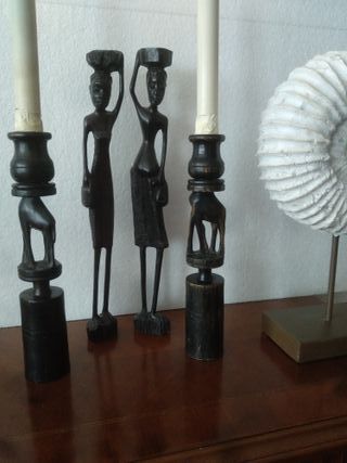 portavelas candelabros africanos jirafas de ebano