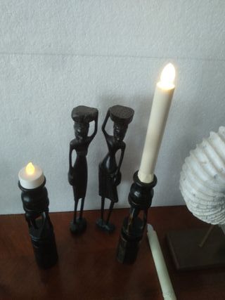portavelas candelabros africanos jirafas de ebano