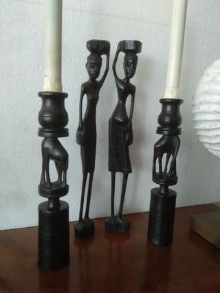 portavelas candelabros africanos jirafas de ebano