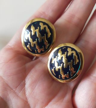 Pendientes de clip Christian Dior dorado y esmalte
