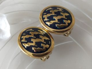 Pendientes de clip Christian Dior dorado y esmalte