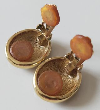 Pendientes de clip Christian Dior dorado y esmalte