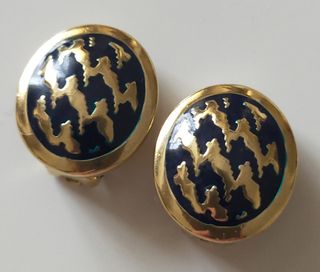 Pendientes de clip Christian Dior dorado y esmalte