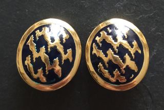 Pendientes de clip Christian Dior dorado y esmalte