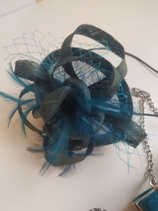 Bolso verde azulado fiesta con diadema a juego 