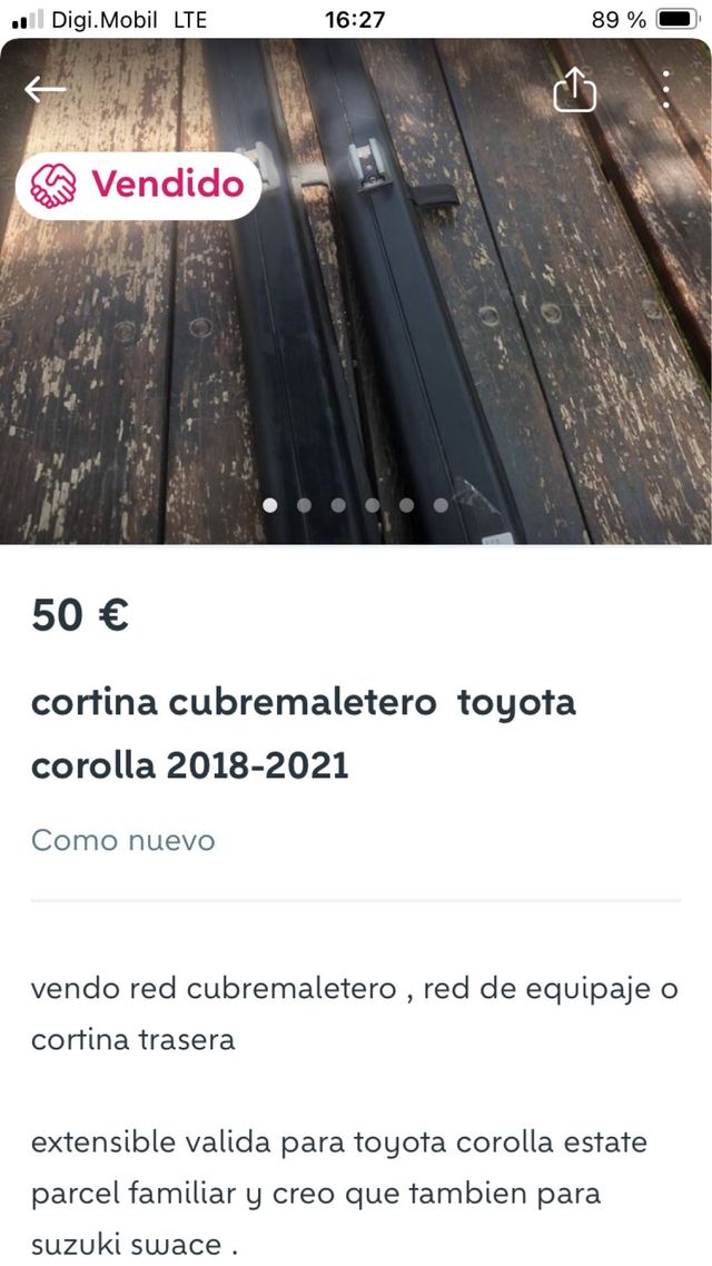 Cortina cubremaletero toyota corola 2018-