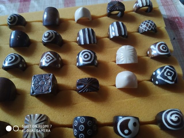 Lote anillos imitación madera