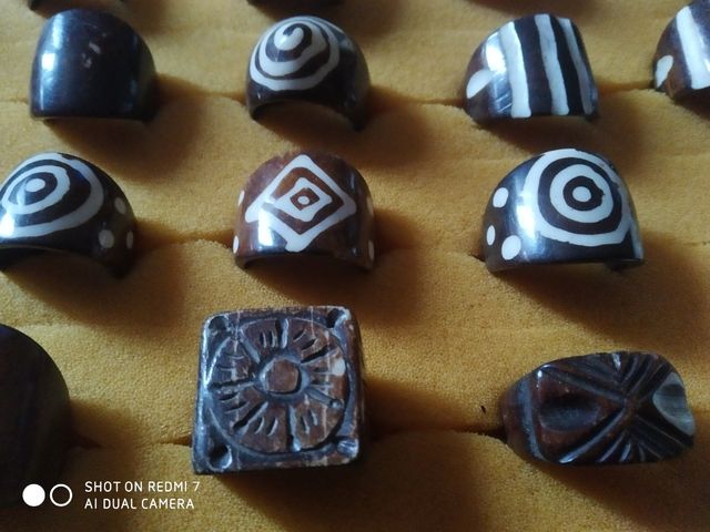 Lote anillos imitación madera