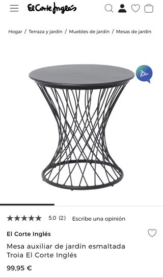 Mesa auxiliar de jardín esmaltada negro