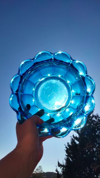 Ciotola vetro blu e oro vintage