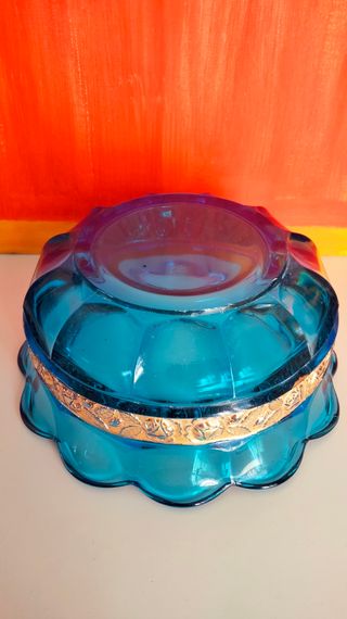 Ciotola vetro blu e oro vintage
