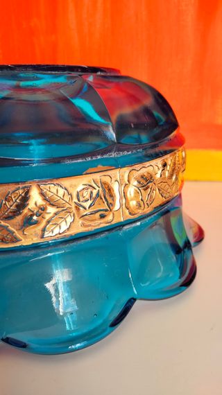 Ciotola vetro blu e oro vintage