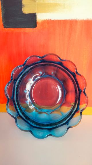 Ciotola vetro blu e oro vintage