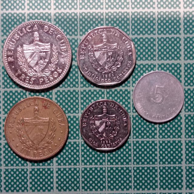 Lote de 5 monedas cubanas