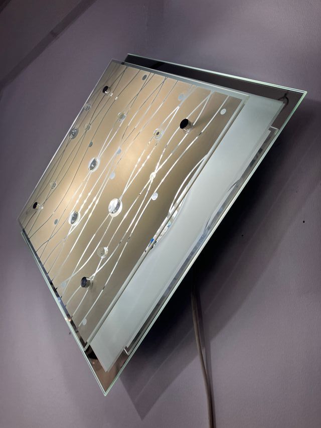 Lampada soffitto quadrata 33cm vetro trasparente