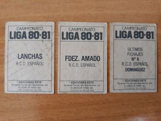 3 cromos fútbol Liga 80-81