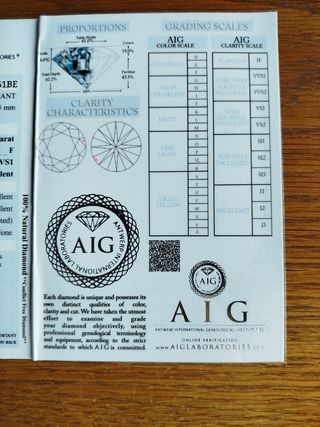 Diamante NATURAL certificado 0'84 River F VS1 