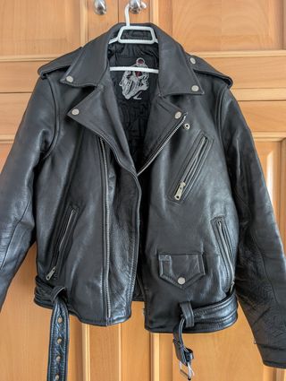 Chaqueta cuero auténtico de moto