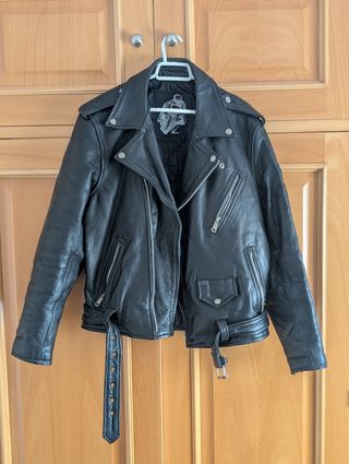Chaqueta cuero auténtico de moto