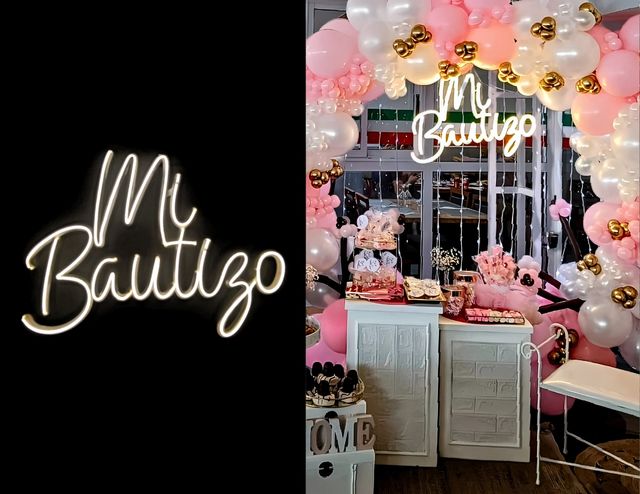 Mi Bautizo letras néon Letrero led neon decoración