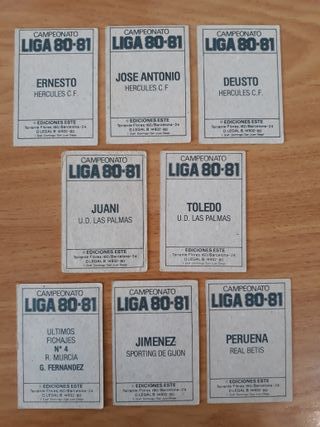 Lote 8 cromos fútbol Liga 80-81