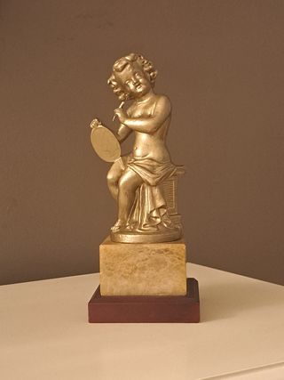 FIGURA "PUTTI" CALAMINA SOBRE PEANA