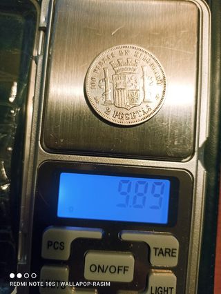 MONEDA 2 PESETAS 1870*73 DE.M PLAT