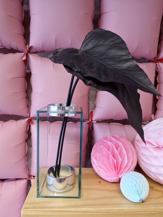 Barcelona. Jarron de vidrio y pie de metal