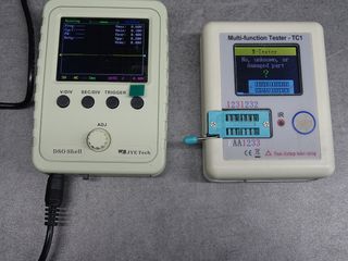 Conjunto osciloscópio e componente tester