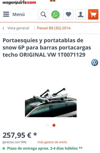 Portaesquis/snowboard Volkswagen 1T0071129