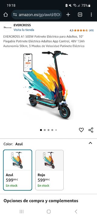 Patinete eléctrico por estrenar Evercross