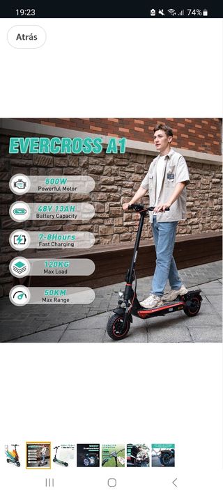 Patinete eléctrico por estrenar Evercross