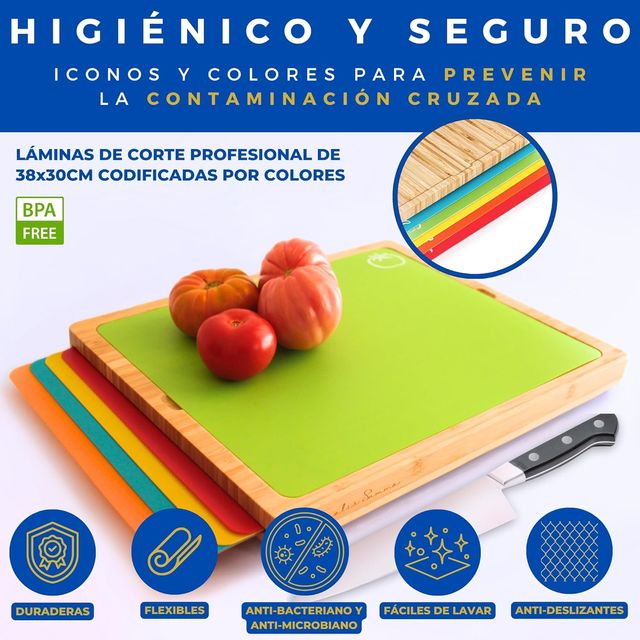 Tabla NUEVA de Cortar de Bambú, 6 Tablas en 1