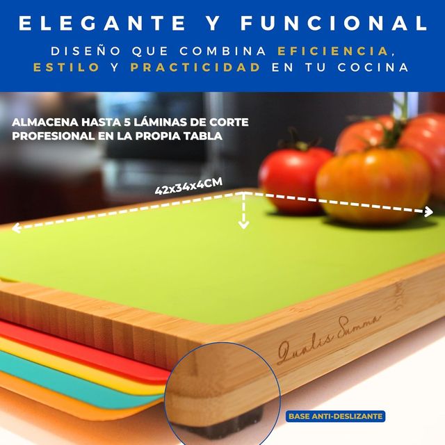 Tabla NUEVA de Cortar de Bambú, 6 Tablas en 1