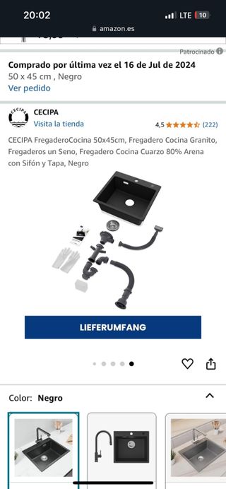 Fregadero negro de diseño