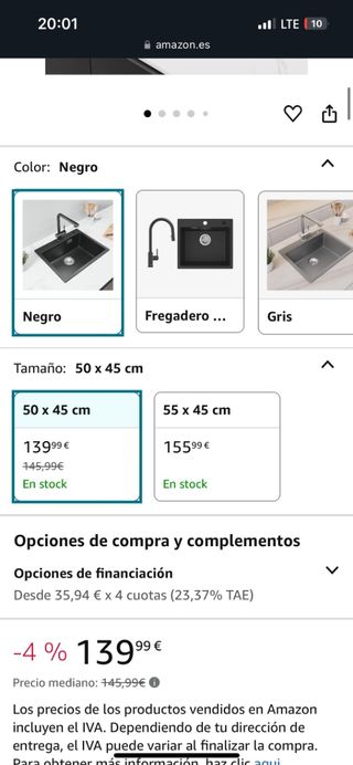 Fregadero negro de diseño