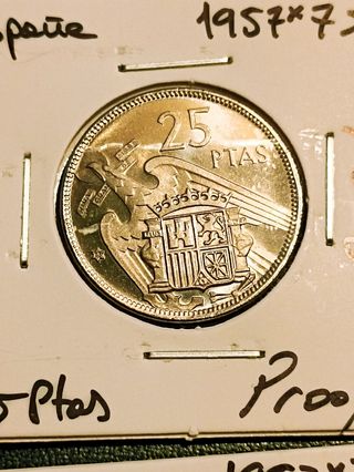 MONEDAS 25 PESETAS PROOF 1957*74*75