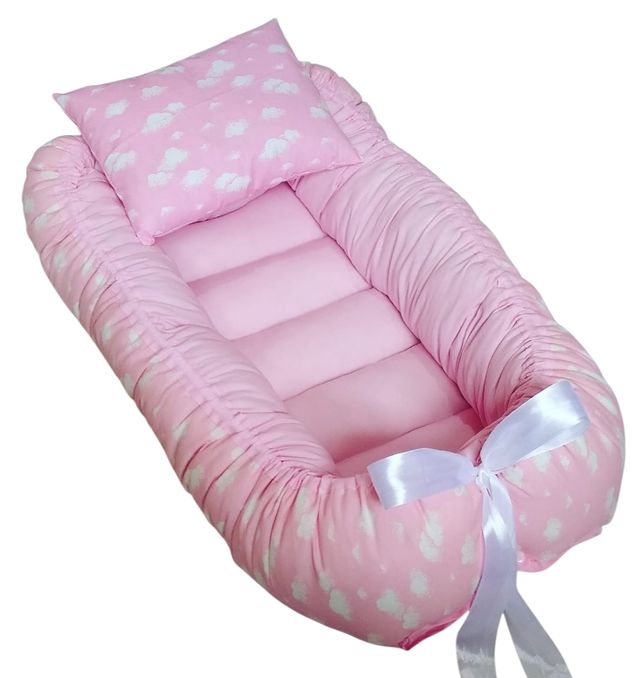 Nido riduttore di lettino nuvole rosa